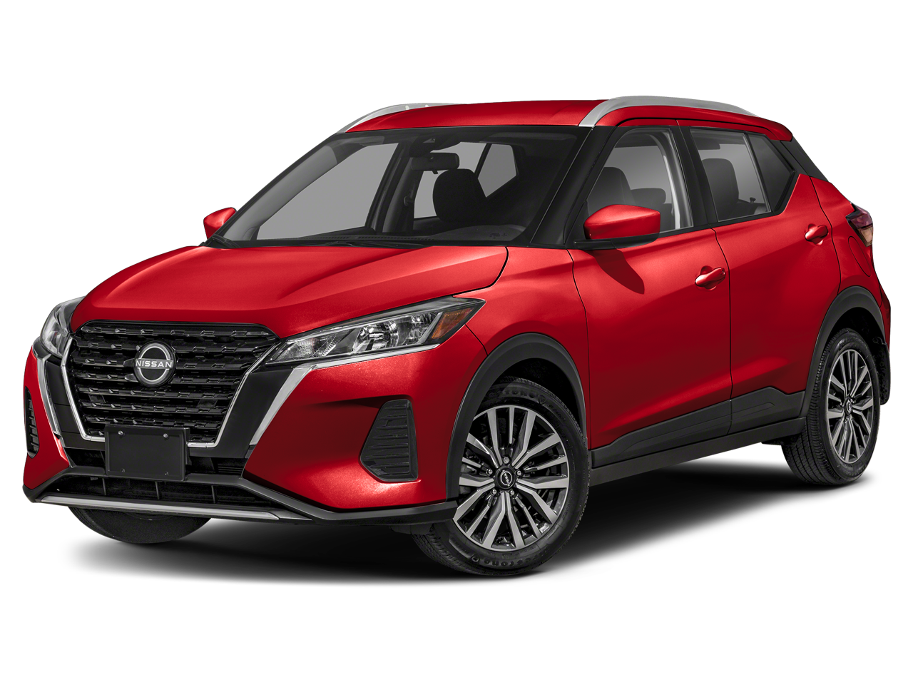 2022 Nissan Kicks SV in Scarlet Ember Tintcoat — front three-quarter view