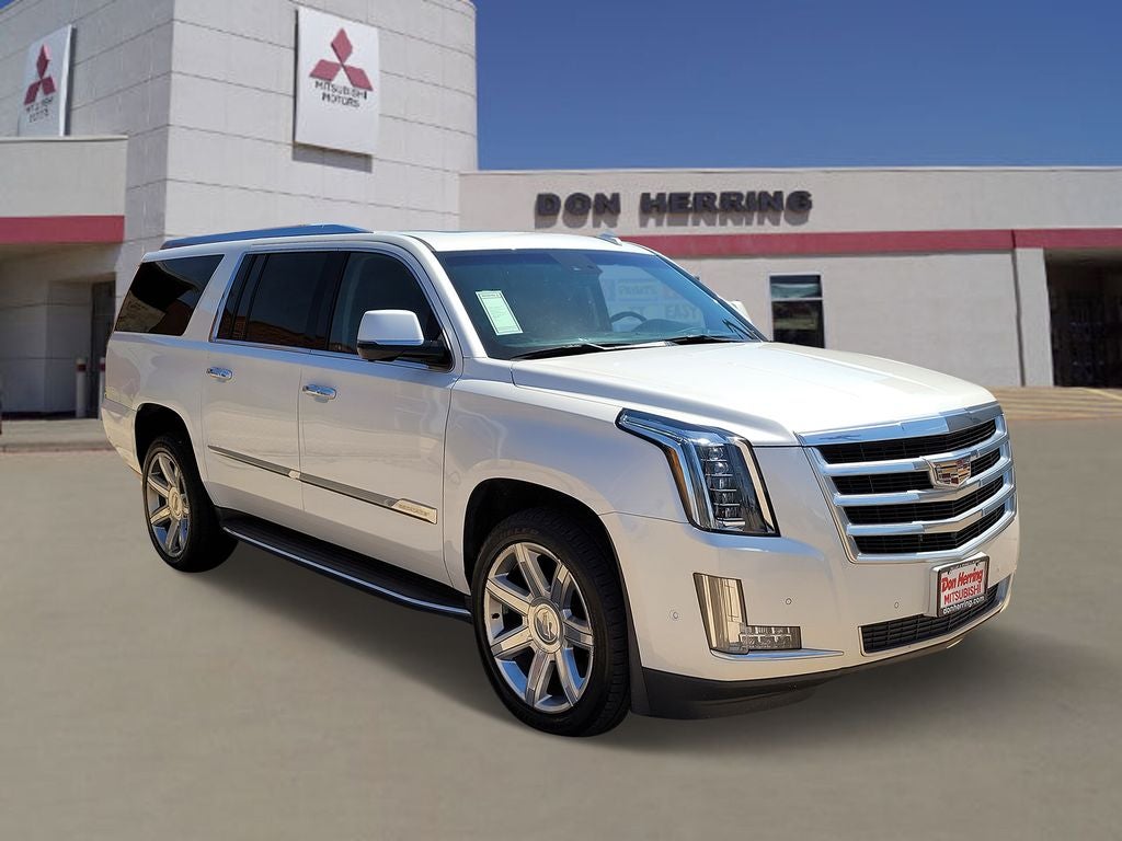2018 Cadillac Escalade ESV Luxury in Crystal White Tricoat — front three-quarter view