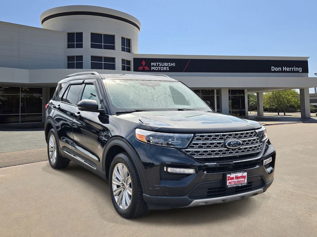 2021 Ford Explorer Limited in Agate Black Metallic — front three-quarter view