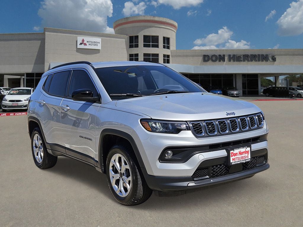 2025 Jeep Compass Latitude in Silver Zynith Metallic Clearcoat — front three-quarter view