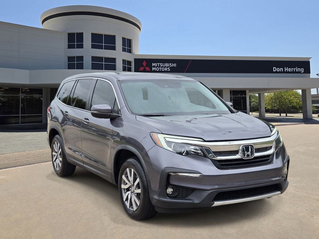 2022 Honda Pilot EX-L in Modern Steel Metallic — front three-quarter view